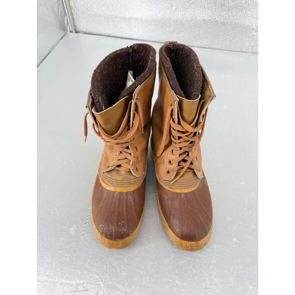 Sorel Premium II Mens 10 Duck Boots VTG Kaufman Canada Leather Wool Tan Brown